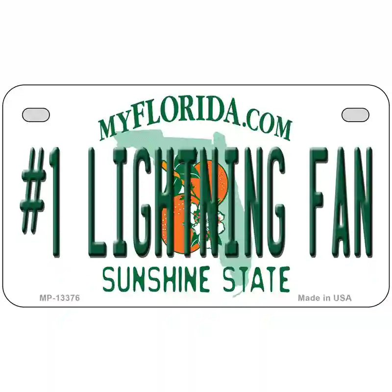 Number 1 Lightning Fan Novelty Metal License Plate Tag 7" x 4" (MP)