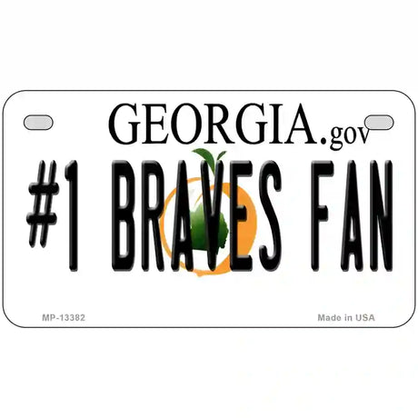 Number 1 Braves Fan Novelty Metal License Plate Tag 7" x 4" (MP)