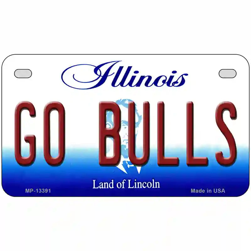 Go Bulls Novelty Metal License Plate Tag 7" x 4" (MP)