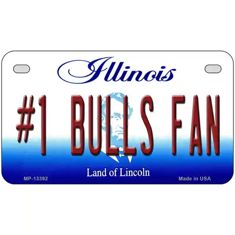 Number 1 Bulls Fan Novelty Metal License Plate Tag 7" x 4" (MP)