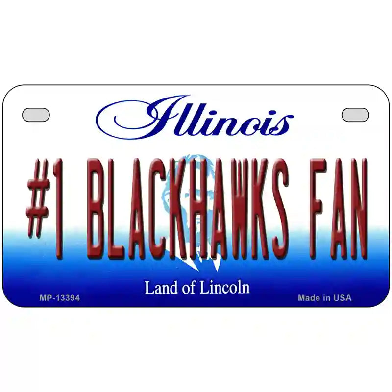 Number 1 Blackhawks Fan Novelty Metal License Plate Tag 7" x 4" (MP)