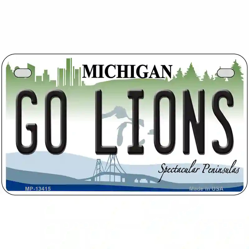 Go Lions Novelty Metal License Plate Tag 7" x 4" (MP)