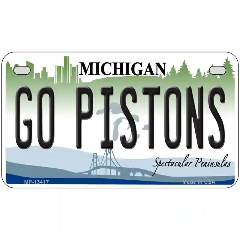 Go Pistons Novelty Metal License Plate Tag 7" x 4" (MP)