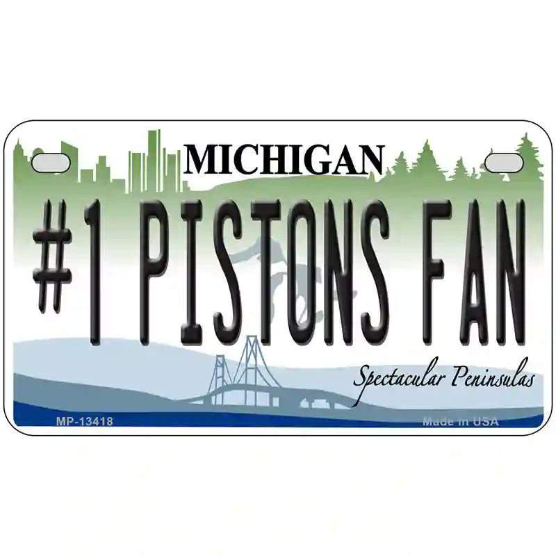 Number 1 Pistons Fan Novelty Metal License Plate Tag 7" x 4" (MP)