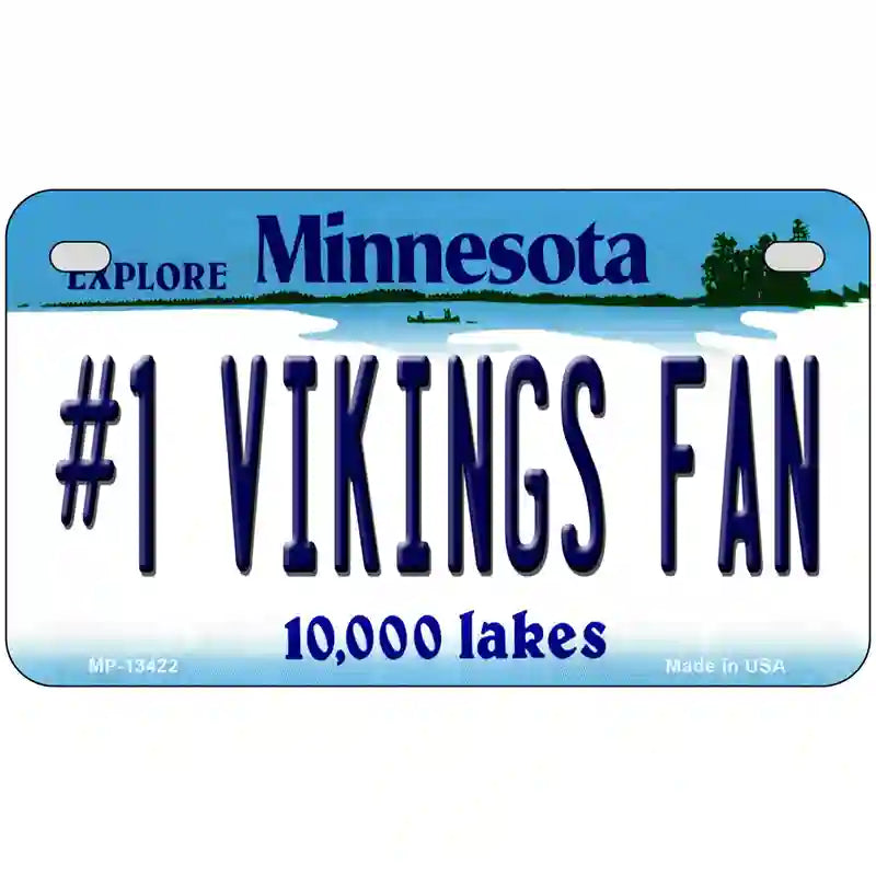 Number 1 Vikings Fan Novelty Metal License Plate Tag 7" x 4" (MP)