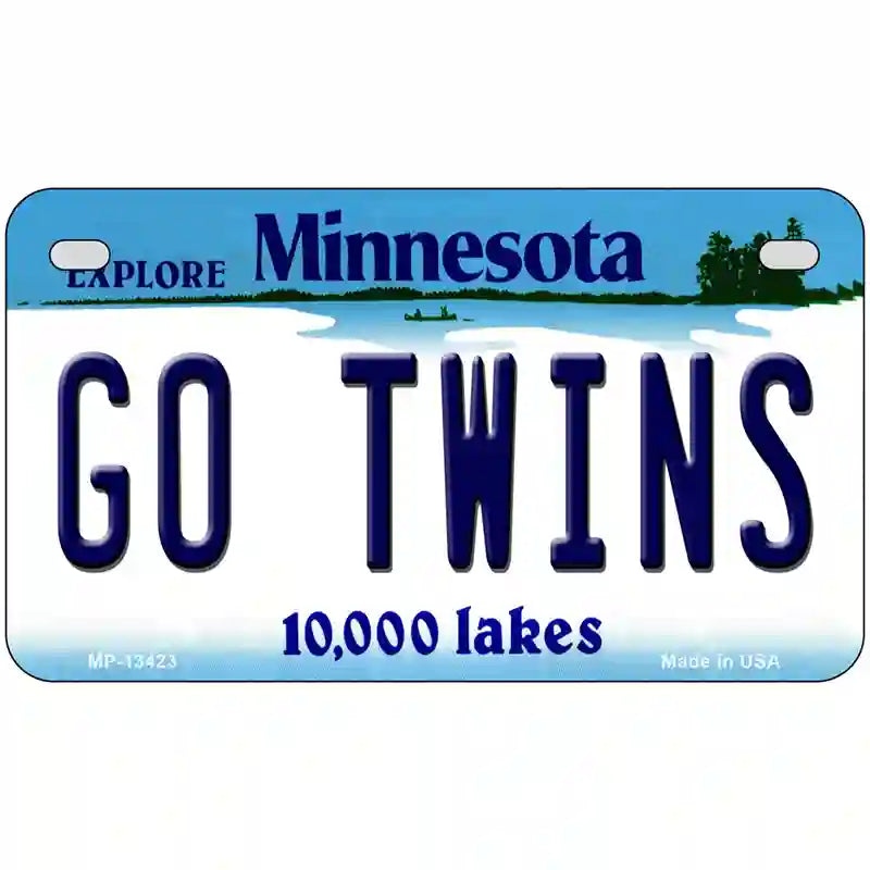 Go Twins Novelty Metal License Plate Tag 7" x 4" (MP)