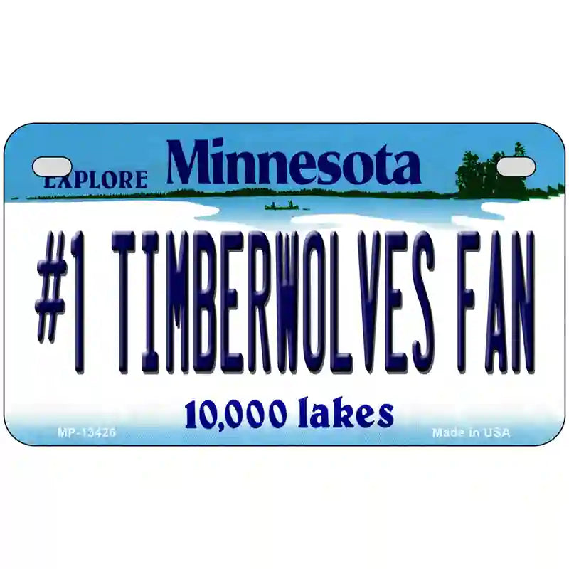 Number 1 Timberwolves Fan Novelty Metal License Plate Tag 7" x 4" (MP)