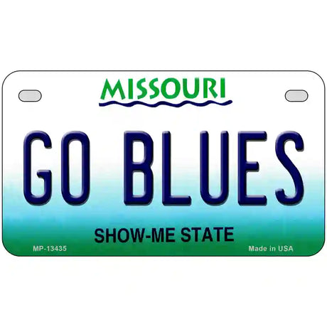 Go Blues Novelty Metal License Plate Tag 7" x 4" (MP)