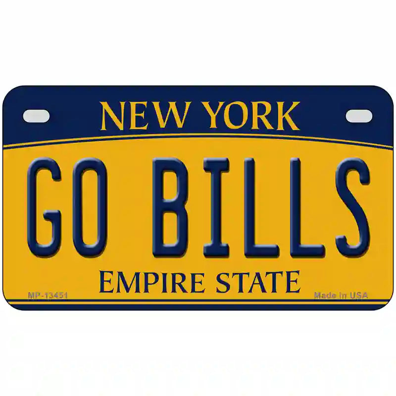 Go Bills Novelty Metal License Plate Tag 7" x 4" (MP)