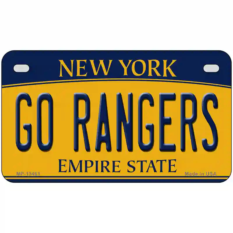 Go Rangers Novelty Metal License Plate Tag 7" x 4" (MP)