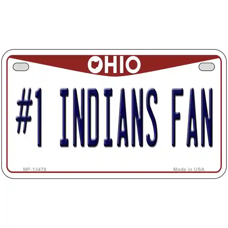 Number 1 Indians Fan Novelty Metal License Plate Tag 7" x 4" (MP)