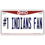 Number 1 Indians Fan Novelty Metal License Plate Tag 7" x 4" (MP)