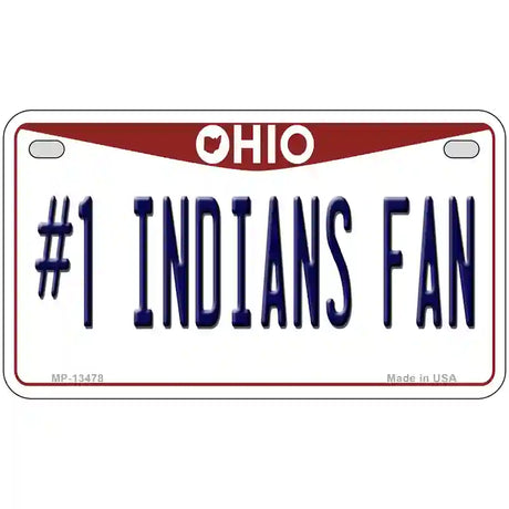 Number 1 Indians Fan Novelty Metal License Plate Tag 7" x 4" (MP)