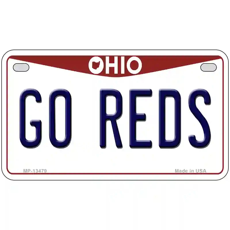 Go Reds Novelty Metal License Plate Tag 7" x 4" (MP)