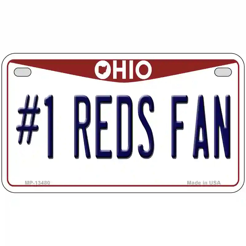 Number 1 Reds Fan Novelty Metal License Plate Tag 7" x 4" (MP)