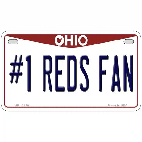 Number 1 Reds Fan Novelty Metal License Plate Tag 7" x 4" (MP)