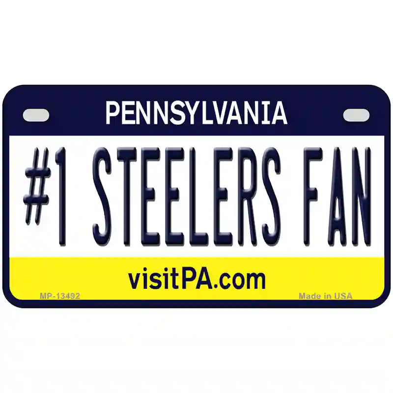 Number 1 Steelers Fan Novelty Metal License Plate Tag 7" x 4" (MP)