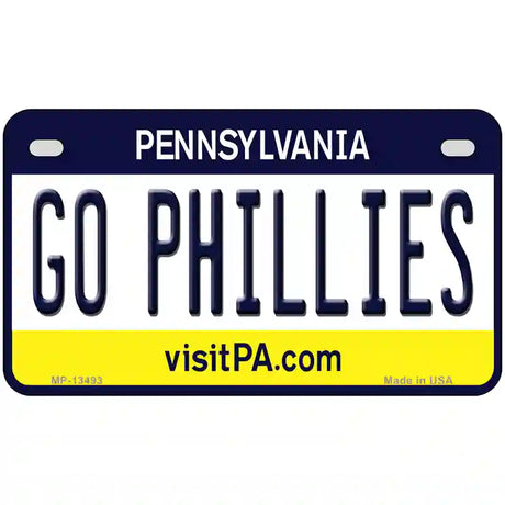 Go Phillies Novelty Metal License Plate Tag 7" x 4" (MP)