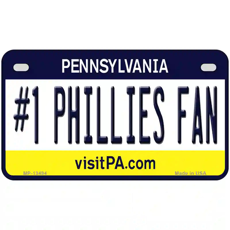 Number 1 Phillies Fan Novelty Metal License Plate Tag 7" x 4" (MP)