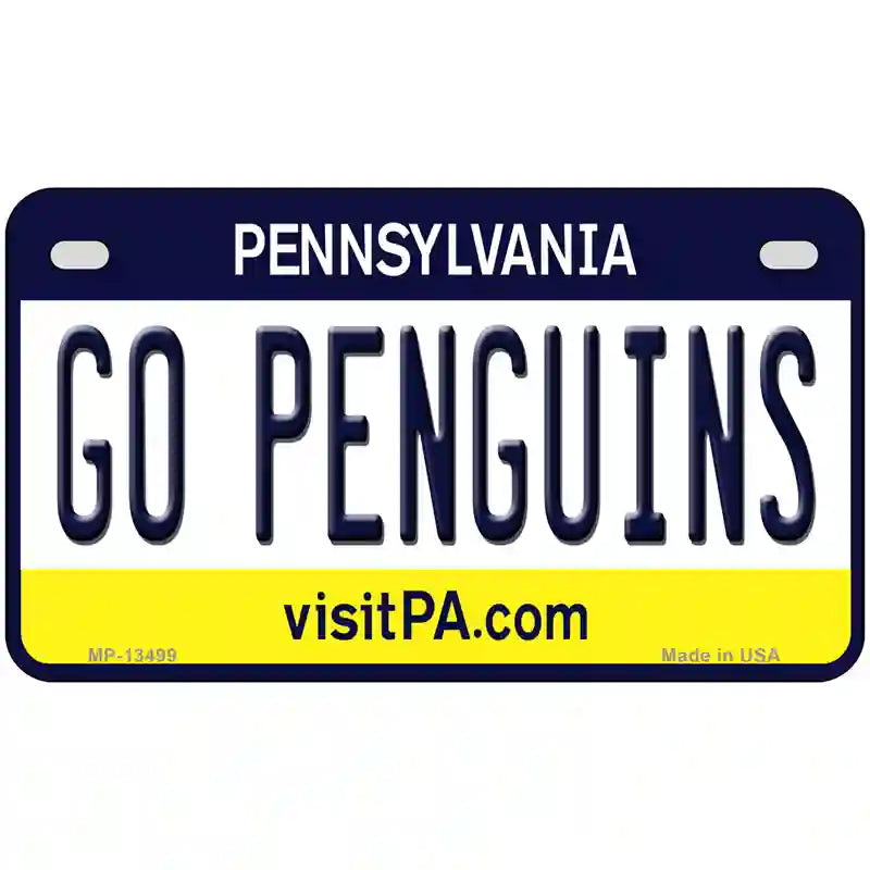 Go Penguins Novelty Metal License Plate Tag 7" x 4" (MP)