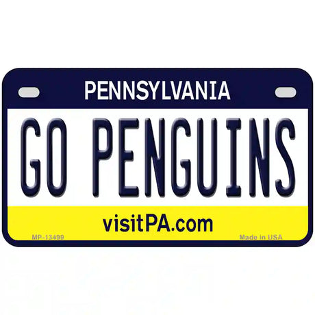 Go Penguins Novelty Metal License Plate Tag 7" x 4" (MP)