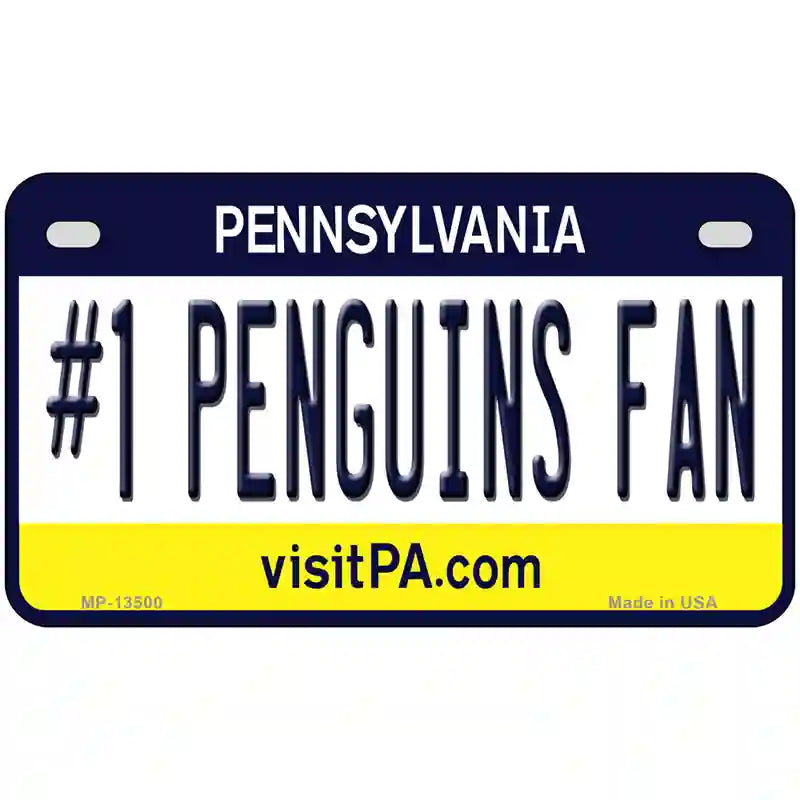 Number 1 Penguins Fan Novelty Metal License Plate Tag 7" x 4" (MP)