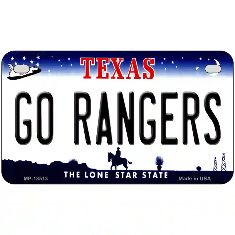 Go Rangers Texas Novelty Metal License Plate Tag 7" x 4" (MP)