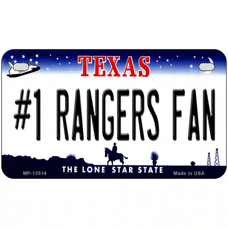 Number 1 Rangers Fan Baseball Novelty Metal License Plate Tag 7" x 4" (MP)