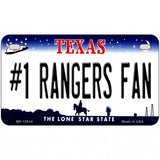 Number 1 Rangers Fan Baseball Novelty Metal License Plate Tag 7" x 4" (MP)