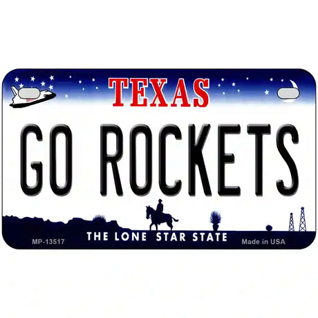 Go Rockets Novelty Metal License Plate Tag 7" x 4" (MP)