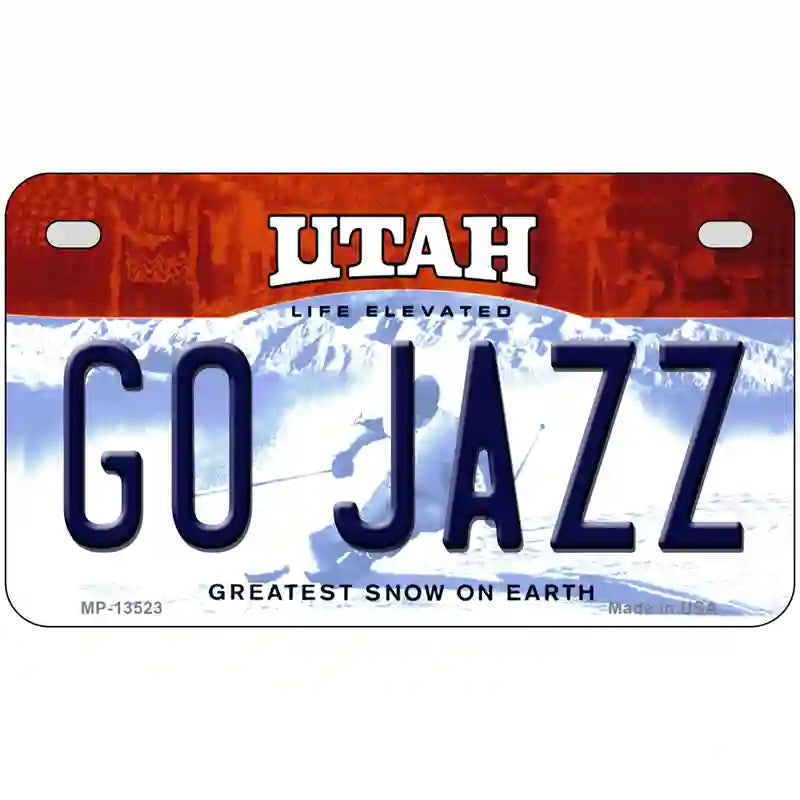 Go Jazz Novelty Metal License Plate Tag 7" x 4" (MP)