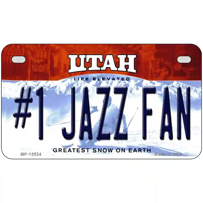 Number 1 Jazz Fan Novelty Metal License Plate Tag 7" x 4" (MP)