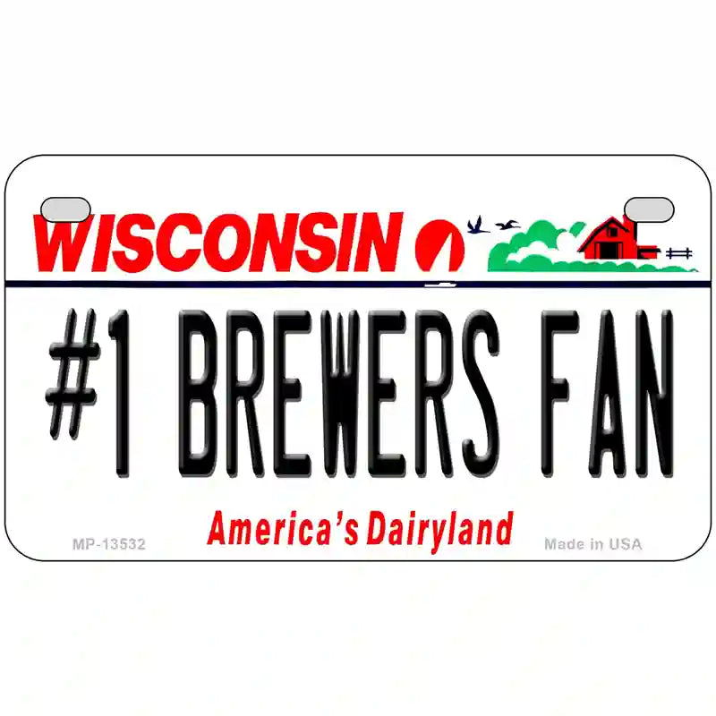 Number 1 Brewers Fan Novelty Metal License Plate Tag 7" x 4" (MP)