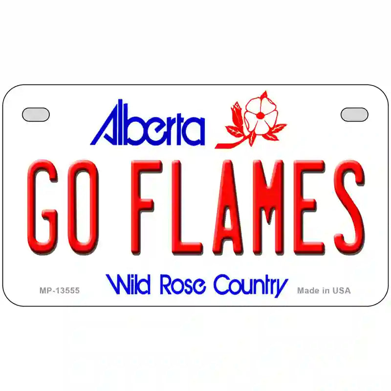 Go Flames Novelty Metal License Plate Tag 7" x 4" (MP)