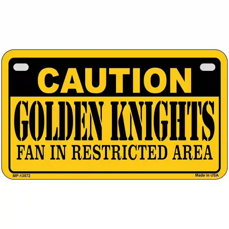 Caution Golden Knights Novelty Metal License Plate Tag 7" x 4" (MP)