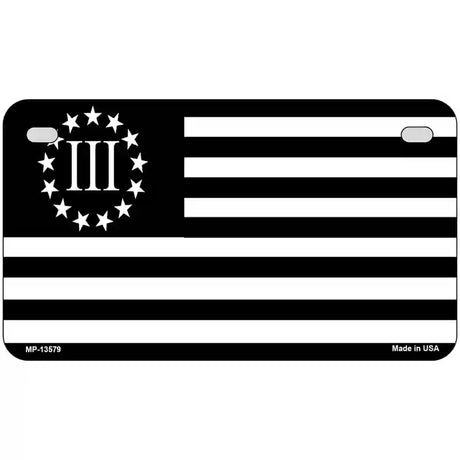 3 Percenter American Flag Novelty Metal License Plate Tag 7" x 4" (MP)