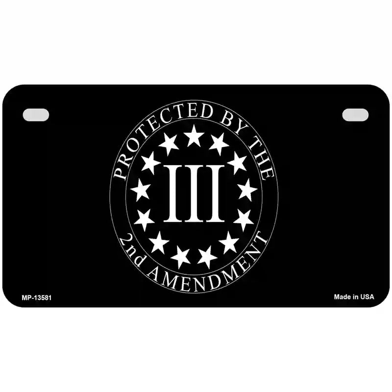 Protected by 2nd Amendment Novelty Metal License Plate Tag 7" x 4" (MP)