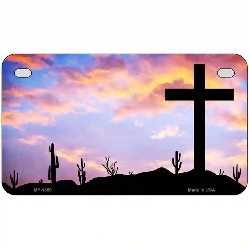 Cross Sunrise Photograph Novelty Metal License Plate 7" x 4" (MP)