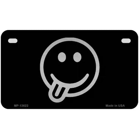 Tongue Out Black Novelty Metal License Plate Tag 7" x 4" (MP)