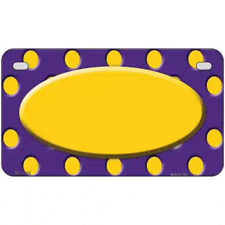 Yellow Purple Polka Dot Center Oval Metal Novelty License Plate 7" x 4" (MP)