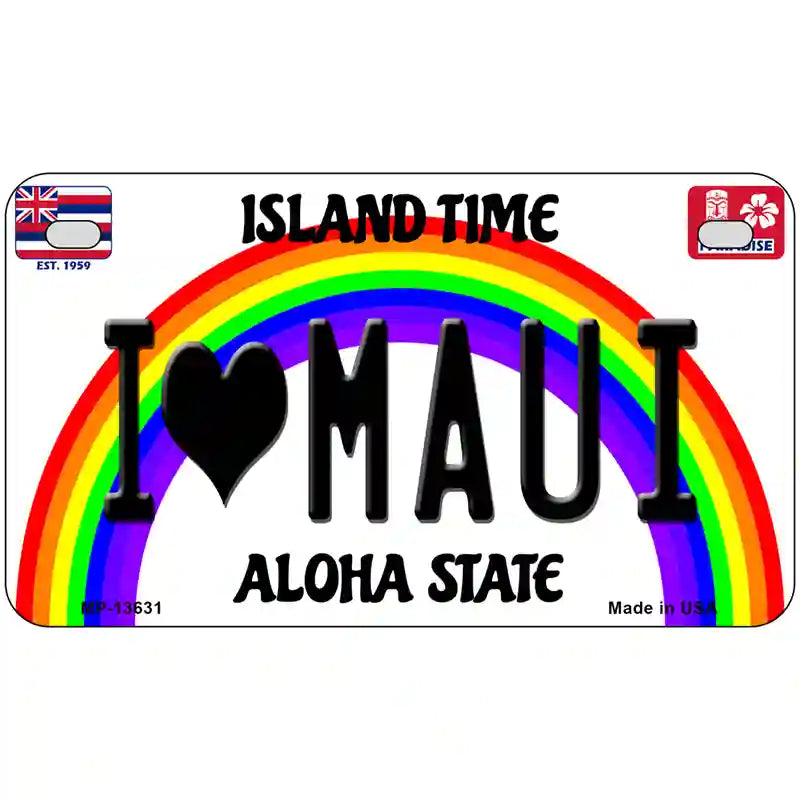 I Heart Maui Novelty Metal License Plate Tag 7" x 4" (MP)