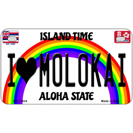 I Heart Molokai Novelty Metal License Plate Tag 7" x 4" (MP)