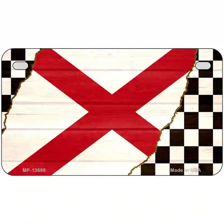 Alabama Racing Flag Novelty Metal License Plate Tag 7" x 4" (MP)