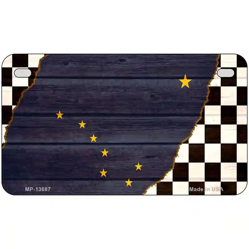 Alaska Racing Flag Novelty Metal License Plate Tag 7" x 4" (MP)