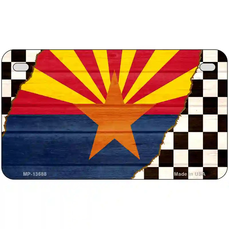 Arizona Racing Flag Novelty Metal License Plate Tag 7" x 4" (MP)