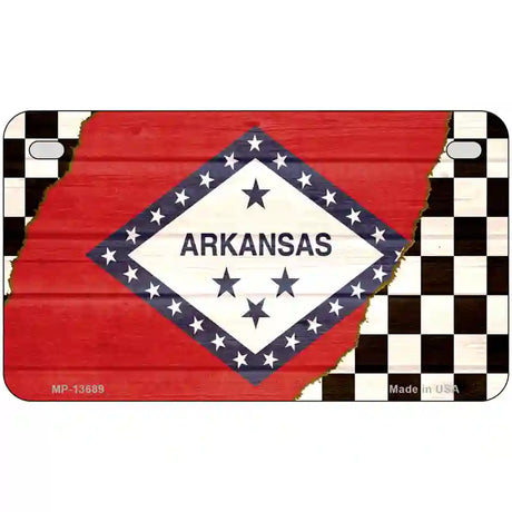 Arkansas Racing Flag Novelty Metal License Plate Tag 7" x 4" (MP)