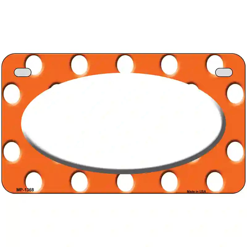 White Orange Polka Dots Center Oval Metal Novelty License Plate 7" x 4" (MP)