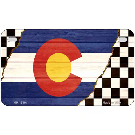 Colorado Racing Flag Novelty Metal License Plate Tag 7" x 4" (MP)