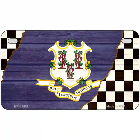 Connecticut Racing Flag Novelty Metal License Plate Tag 7" x 4" (MP)