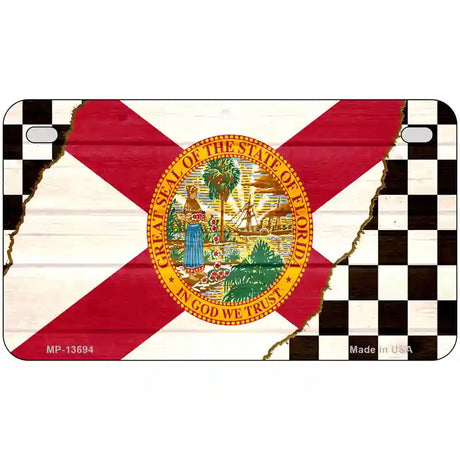 Florida Racing Flag Novelty Metal License Plate Tag 7" x 4" (MP)